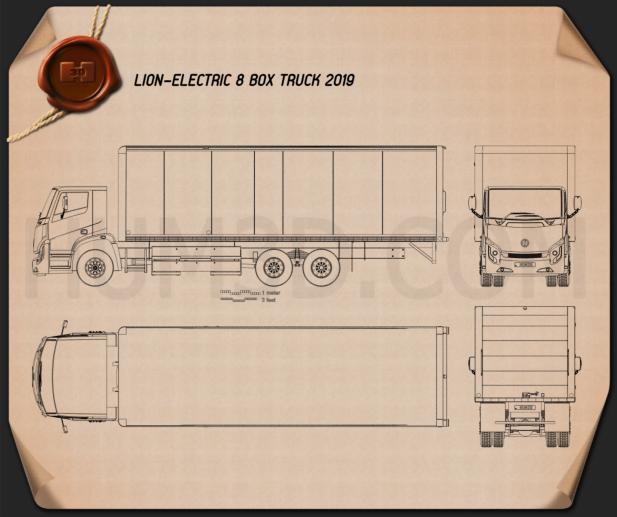 Lion Electric 8 Box Truck 2019 Disegno Tecnico