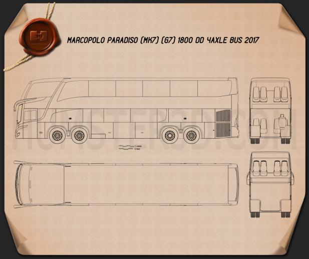 Marcopolo Paradiso G7 1800 DD 4アクスル バス 2017 設計図