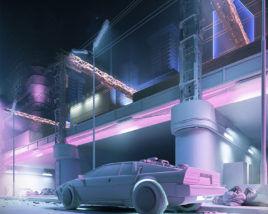 proces of modeling the car and scene