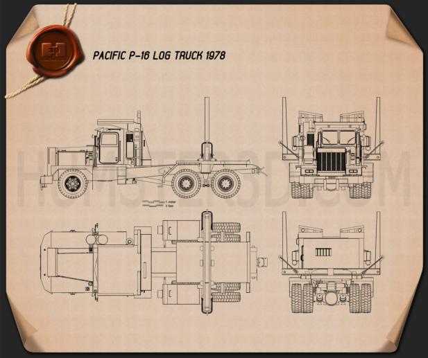 Pacific P-16 Log Truck 1978 Blueprint