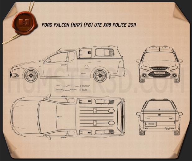 Ford Falcon UTE XR6 Police 2011 Blueprint