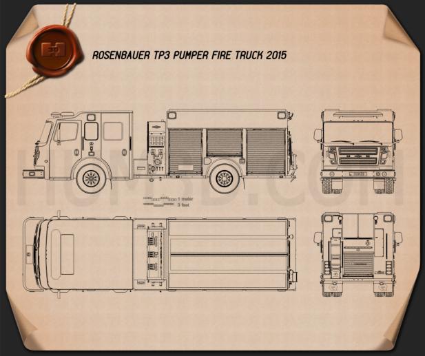 Rosenbauer TP3 Pumper Fire Truck 2015 Blueprint