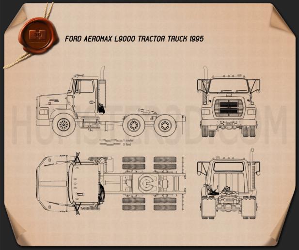 Ford Aeromax L9000 Tractor Truck 1995 Blueprint