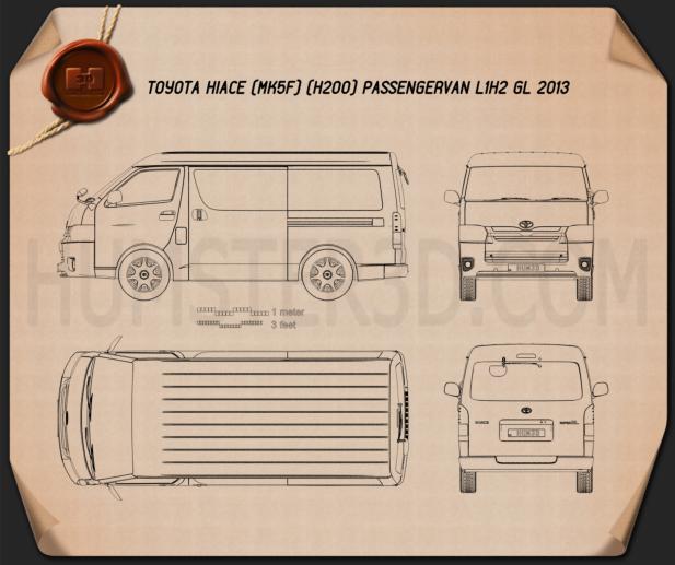 Toyota Hiace パッセンジャーバン L1H2 GL 2013 設計図