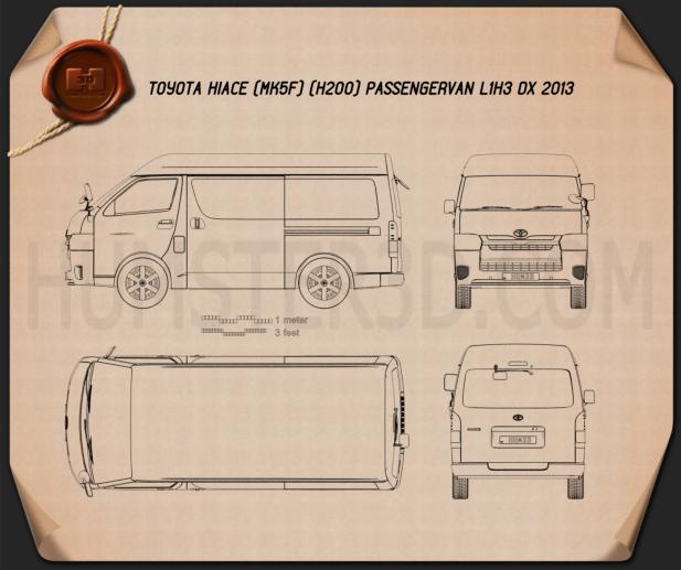 Toyota Hiace Fourgonnette de Tourisme L1H3 DX 2013 Plan
