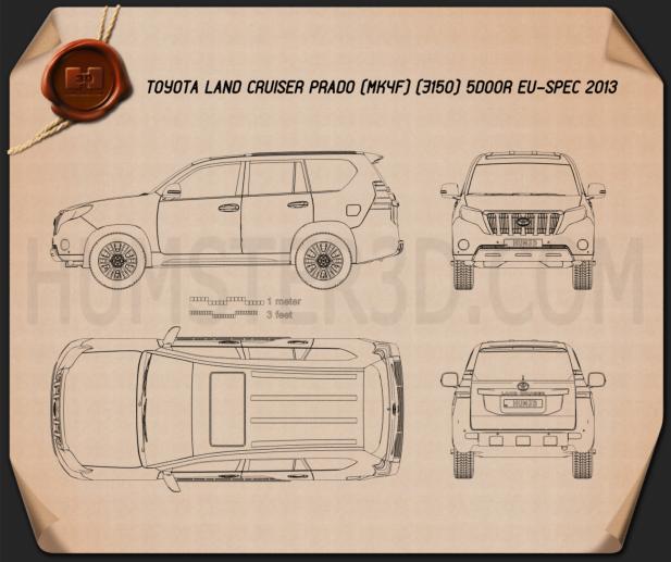 Toyota Land Cruiser Prado 5-door EU-spec 2013 Blueprint