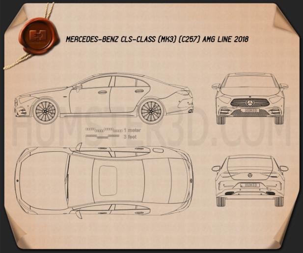 Mercedes-Benz CLS-class (C257) AMG Line 2018 Blueprint