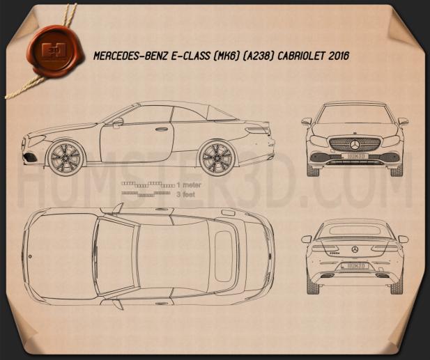 Mercedes-Benz E 클래스 (A238) 카브리올레 2016 테크니컬 드로잉