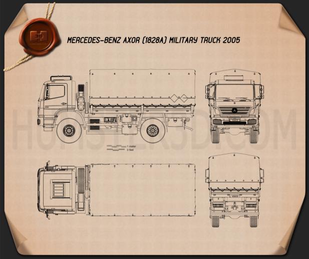 Mercedes-Benz Axor (1828A) Military Truck 2005 Blaupause