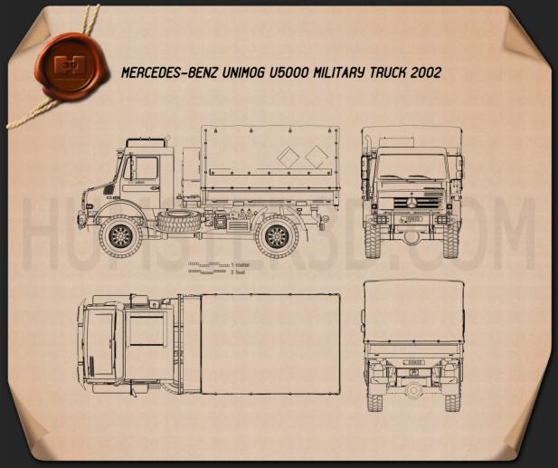 Mercedes-Benz Unimog U5000 Military Truck 2002 設計図