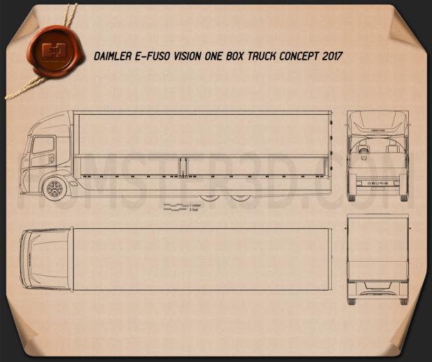 Daimler E-Fuso Vision One Box Truck 2017 Blueprint