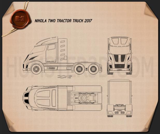 Nikola Two Tractor Truck 2017 Blueprint