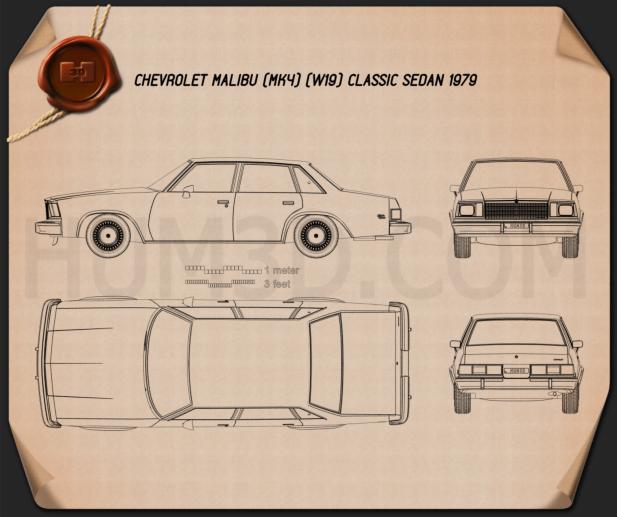 Chevrolet Malibu Classic Sedan 1979 Blaupause