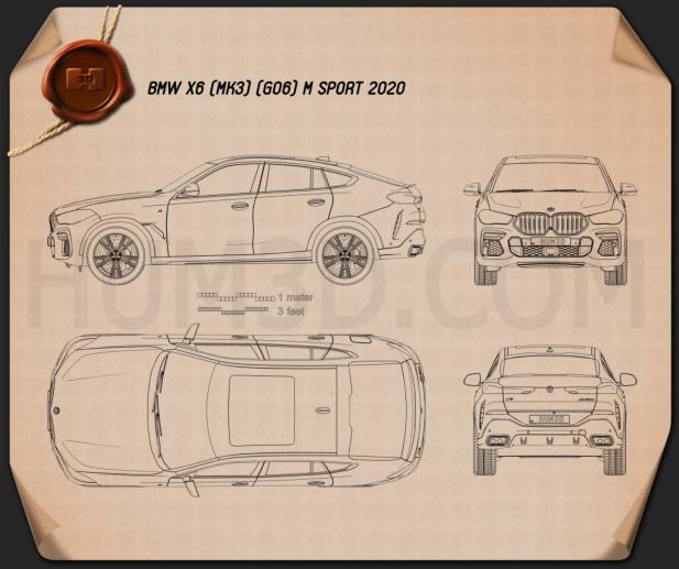 BMW X6 M-sport 2020 테크니컬 드로잉