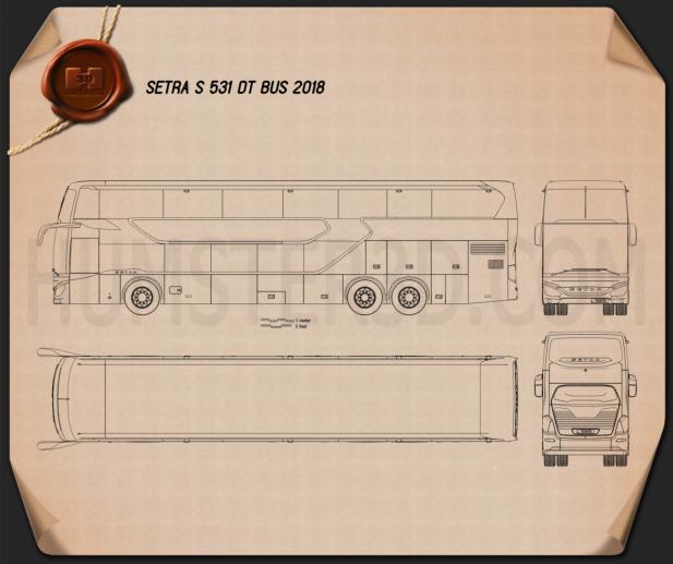 Setra S 531 DT 버스 2018 테크니컬 드로잉
