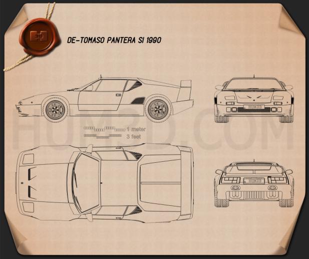 De Tomaso Pantera SI 1990 Blueprint