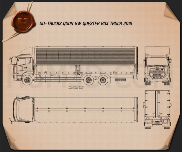 UD Trucks Quon GW Quester Box Truck 2019 Blueprint