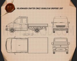 Volkswagen Crafter Double Cab Dropside 2017 Blueprint