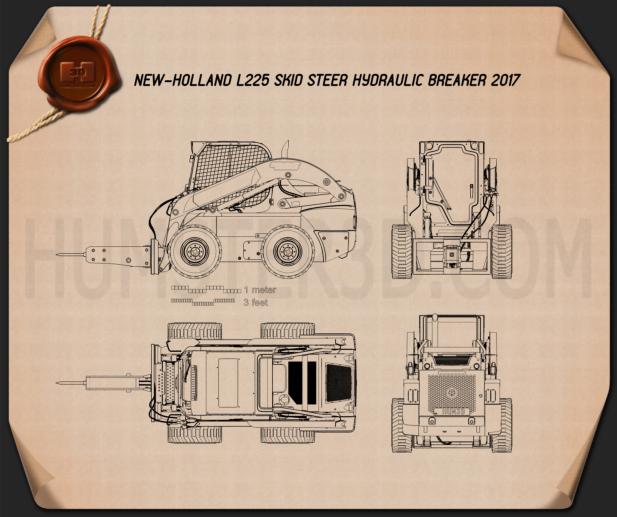 New Holland L225 Skid Steer Hydraulic Breaker 2017 테크니컬 드로잉