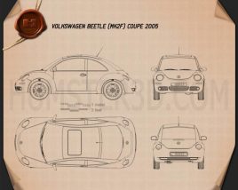 Volkswagen Beetle coupe 2005 Blueprint