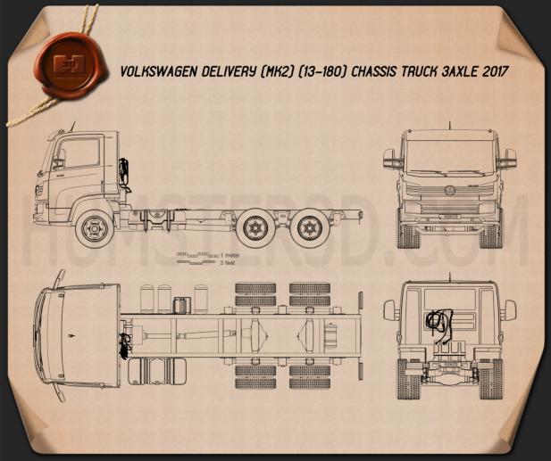 Volkswagen Delivery (13-180) Chassis Truck 3-axle 2017 Blueprint