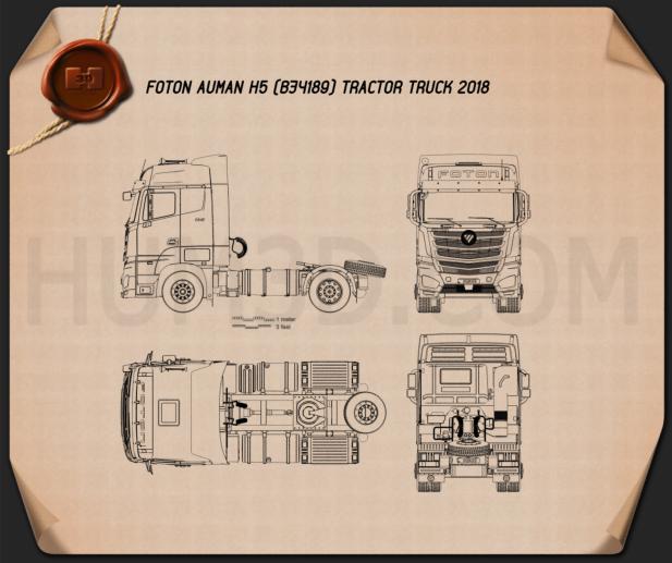 Foton Auman H5 Tractor Truck 2018 Blueprint