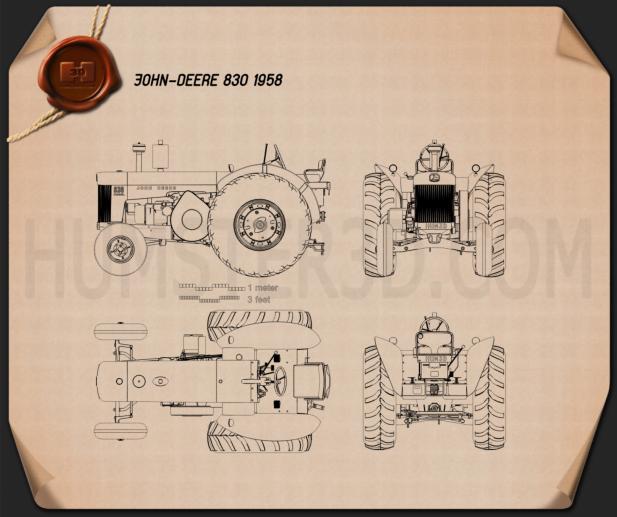 John Deere 830 1958 Blueprint