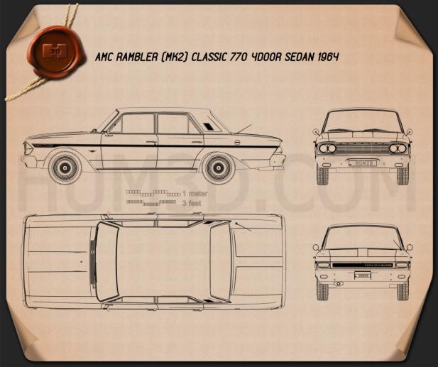 AMC Rambler Classic 770 4门 轿车 1964 蓝图