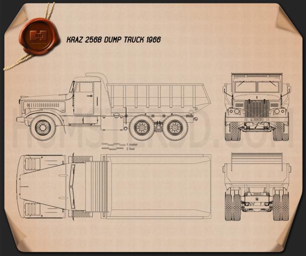 KrAZ 256B Camión Volquete 1966 Plano