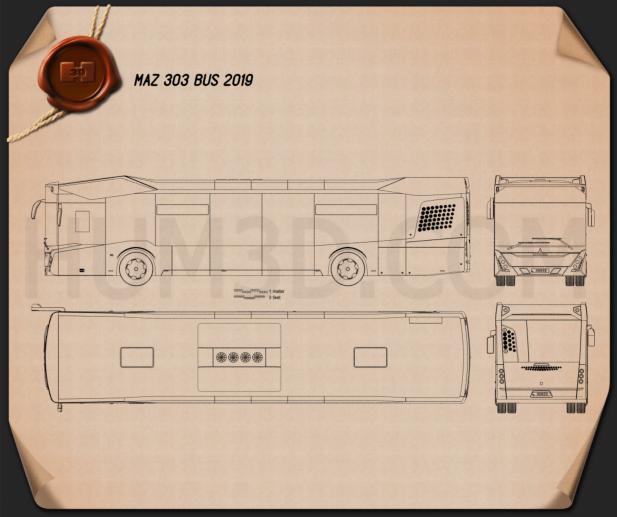 MAZ 303 バス 2019 設計図