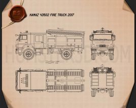 KamAZ 43502 Fire Truck 2017 Blueprint