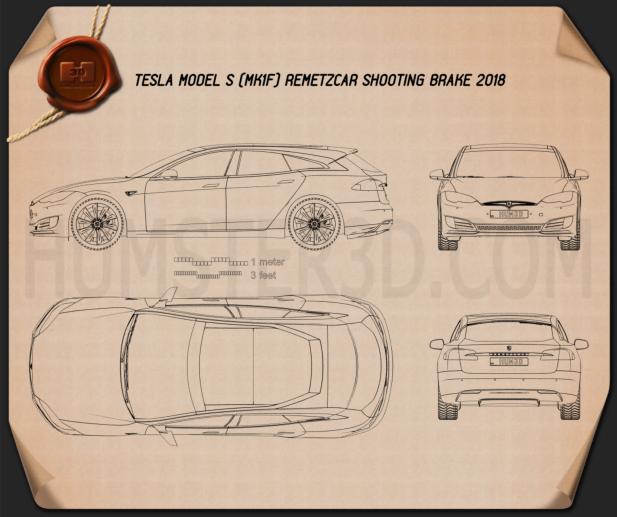 Tesla Model S Remetz Car Shooting Brake 2018 Disegno Tecnico
