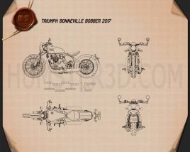 Triumph Bonneville Bobber 2017 테크니컬 드로잉