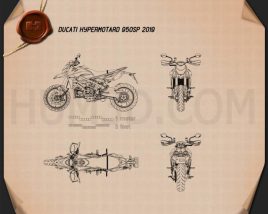 Ducati Hypermotard 950SP 2019 테크니컬 드로잉