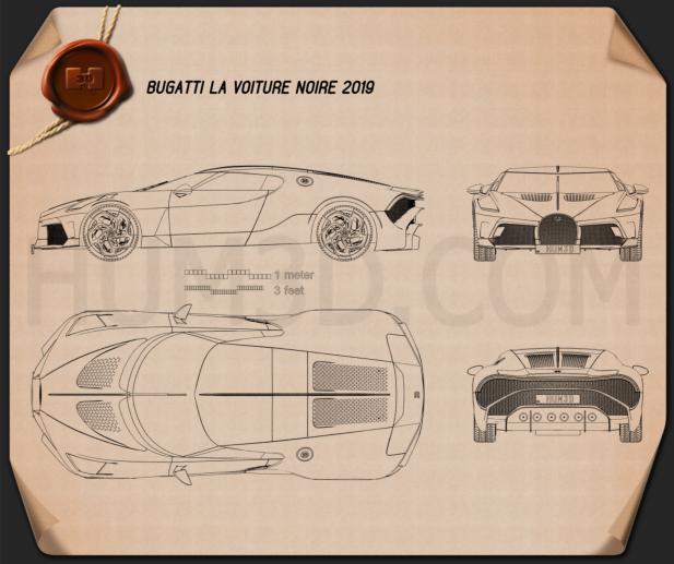 Bugatti La Voiture Noire 2019 Blaupause