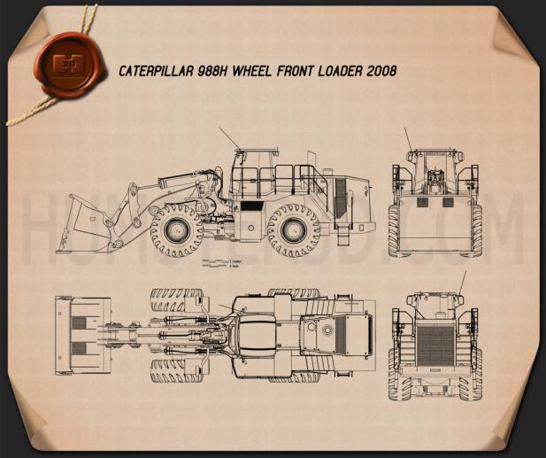 Caterpillar 988H Wheel Front Loader 2008 設計図