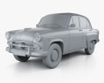 MZMA Moskvich 402 1956 3d model clay render