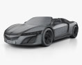 Acura NSX 敞篷车 2012 3D模型 wire render