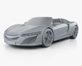 Acura NSX Cabriolet 2012 3D-Modell clay render
