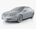 Acura TL 2008 3d model clay render