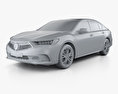 Acura RLX Sport Hybrid SH-AWD with HQ interior 2019 3d model clay render