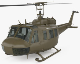 Bell UH-1 Iroquois with HQ interior 3D model