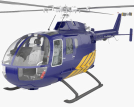 MBB BO 105 mit Innenraum 3D-Modell