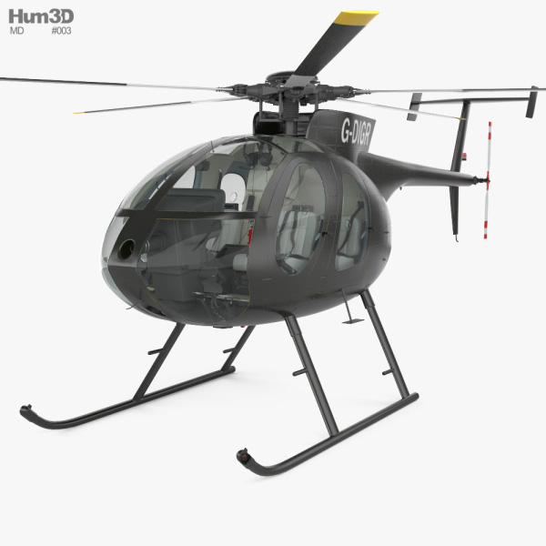 MD Helicopters MD 500 with Cockpit HQ interior Modèle 3D