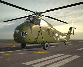 Sikorsky H-34 Military helicopter 3D 모델 
