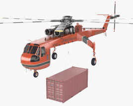 Sikorsky S 64 Skycrane with Shipping Container 3D model