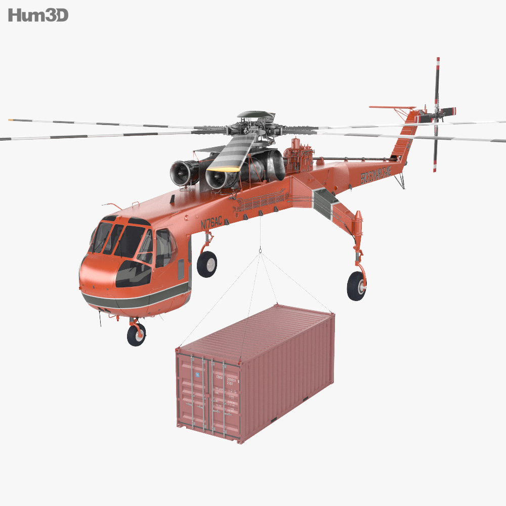 Sikorsky S 64 Skycrane with Shipping Container 3D model