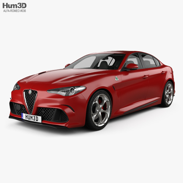 Alfa Romeo Giulia Quadrifoglio avec Intérieur 2016 Modèle 3D