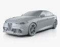 Alfa Romeo Giulia Quadrifoglio avec Intérieur 2016 Modèle 3d clay render