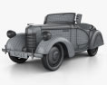 American Bantam Model 62 Deluxe 雙座敞篷車 1939 3D模型 wire render